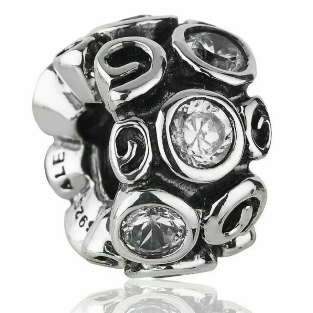 Authentic PANDORA 925 Silver Primrose Clear CZ - Picture 2 of 8